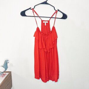 Joie Red Silk Ruffle Strappy Top